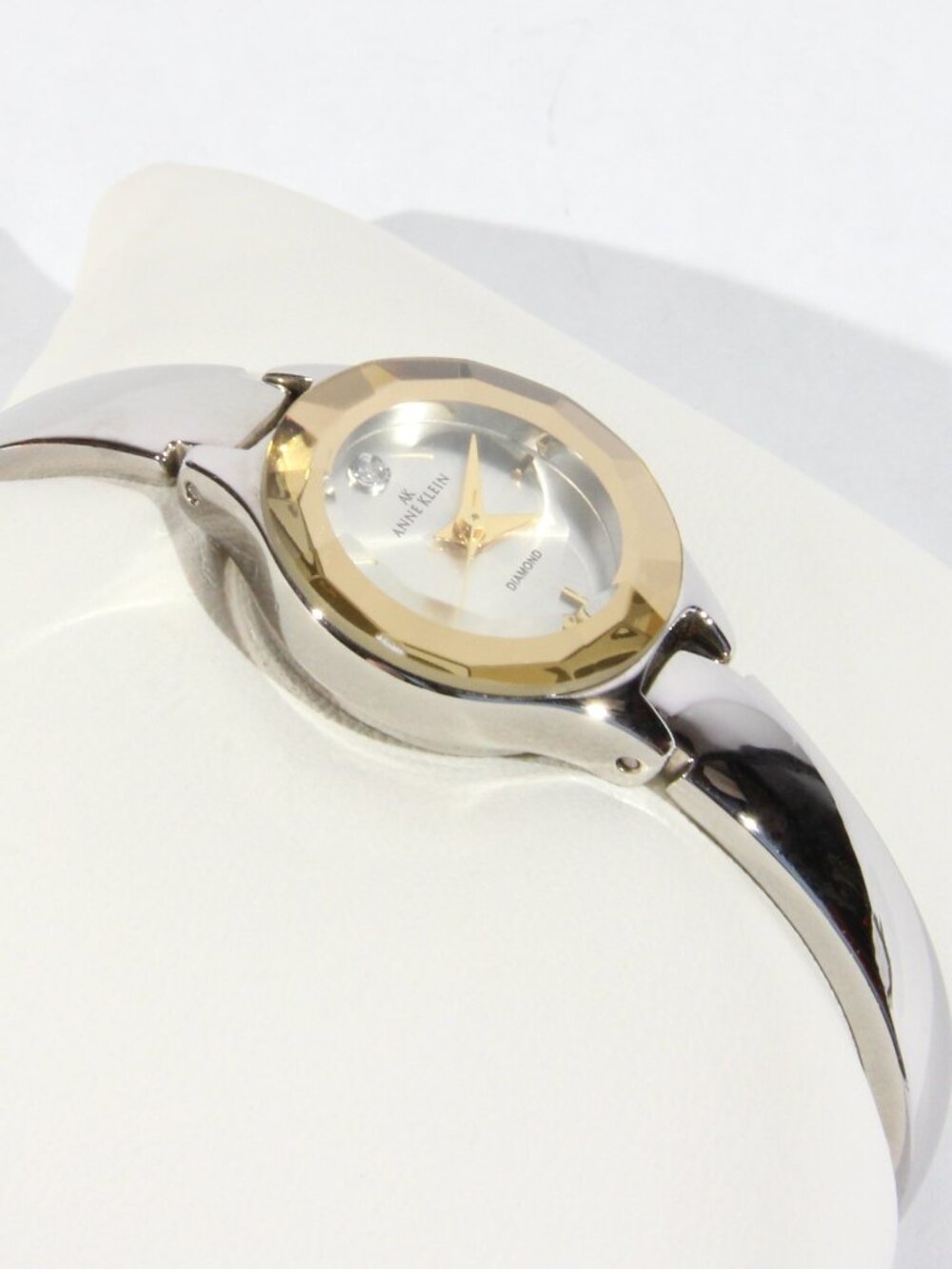 Anne Klein Silver and Gold Tone Diamond Accent Watch